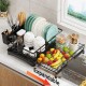 Expandable Dish Bowl Storage Rack Sink Drainer Kitchen Plate Drying Holder Black